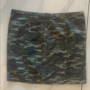 Free People Blue Gray Camouflage Mini Pencil Skirt
